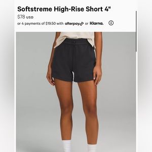 Lululemon Softstreme short 4” sz4